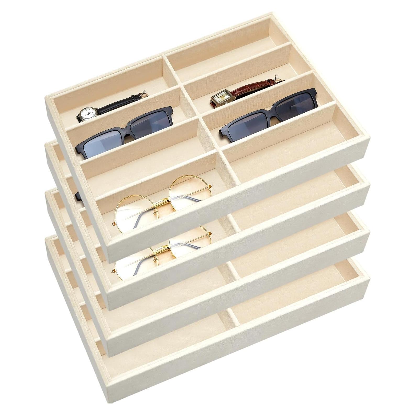 Organizador de Joyería Amylove 4 Pcs Beige 8 Rejillas