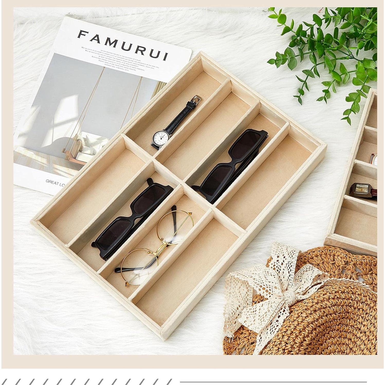 Organizador de Joyería Amylove 4 Pcs Beige 8 Rejillas