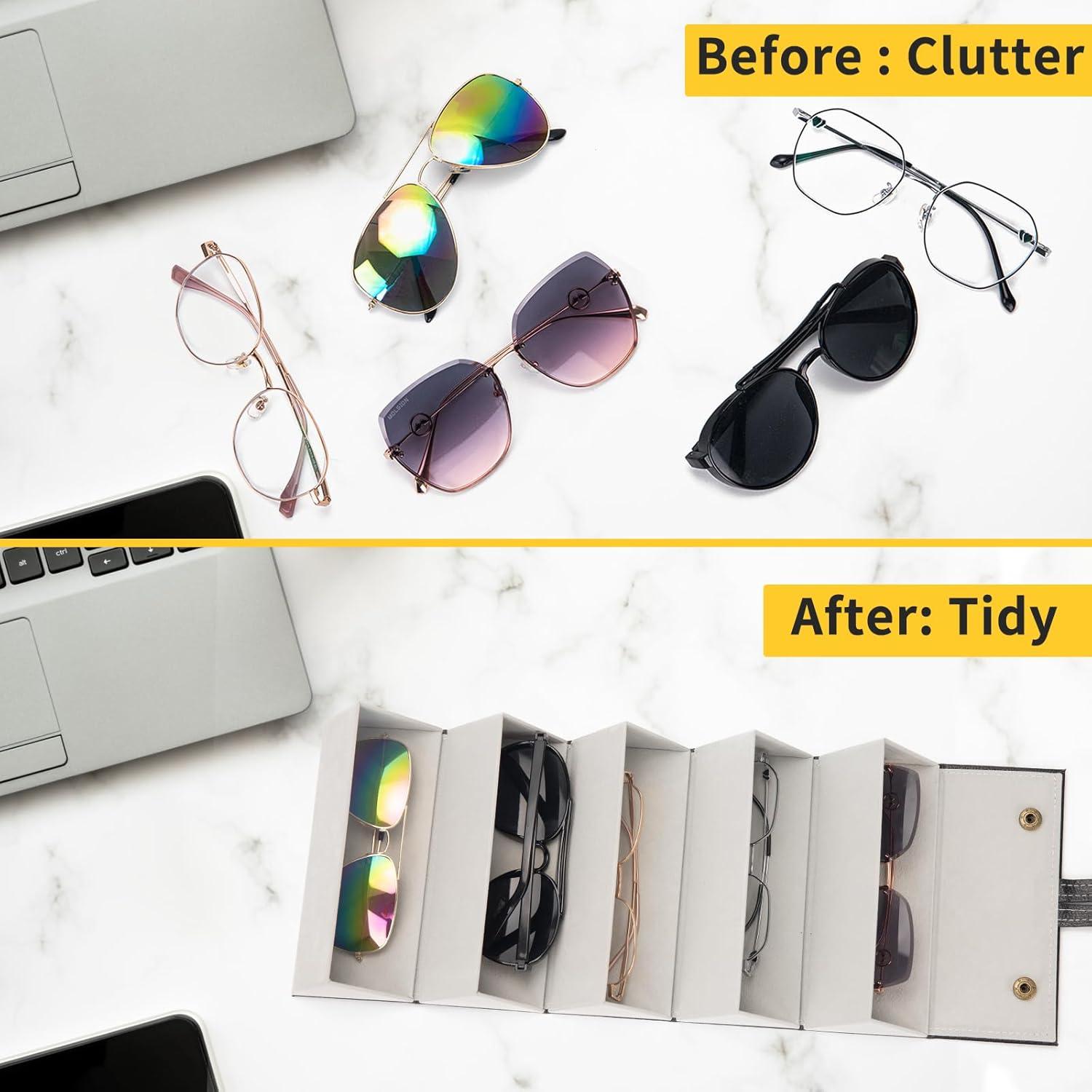 Estuche Organizador de Gafas de Sol Aubeco Plegable 5 Compartimentos