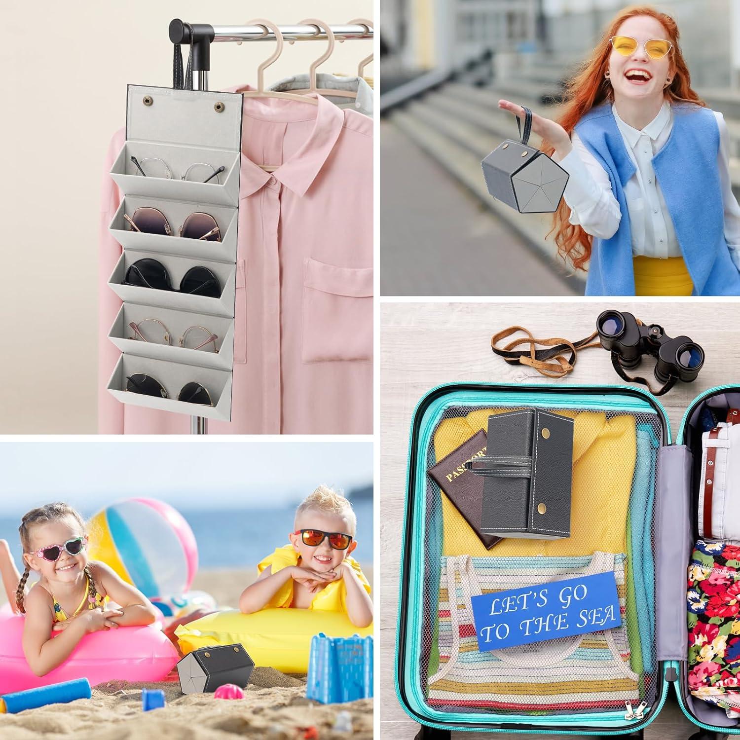 Estuche Organizador de Gafas de Sol Aubeco Plegable 5 Compartimentos