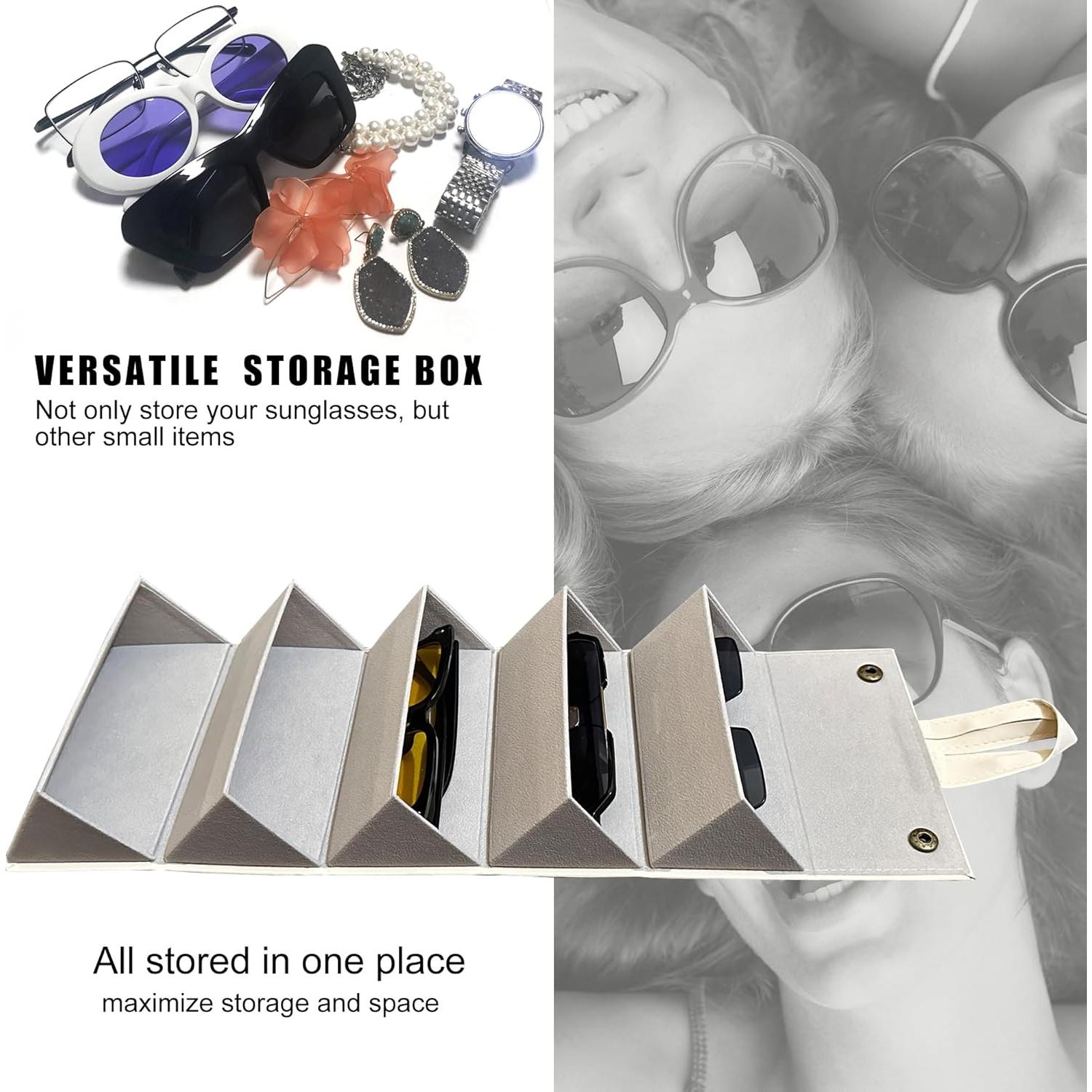 Estuche Organizador de Gafas Longjet 5 Compartimentos Beige