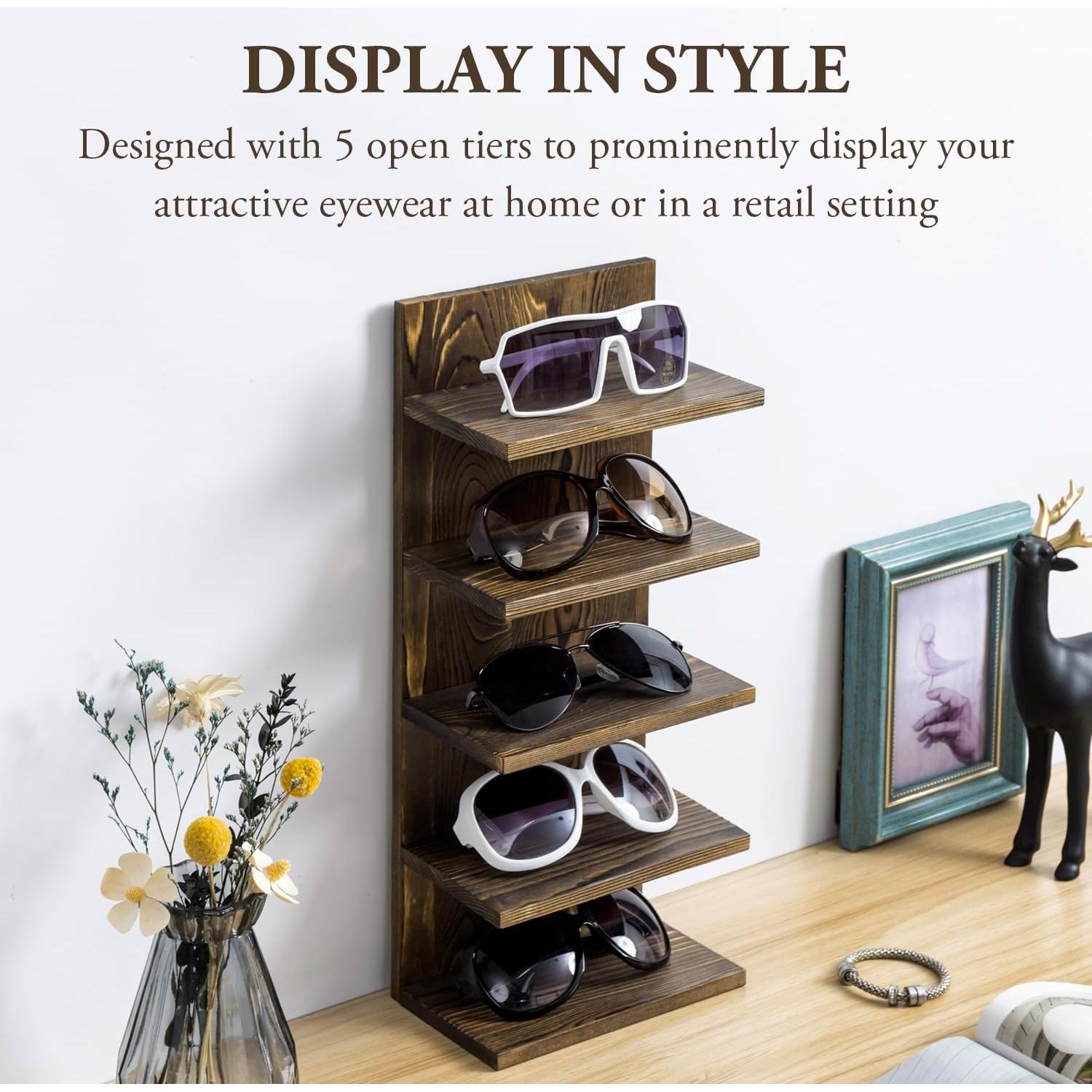 Soporte para Gafas de Sol MyGift de Madera Quemada 5 Niveles