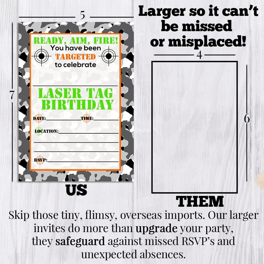 Invitaciones Cumpleaños Laser Tag Camuflaje 20 Tarjetas Amanda
