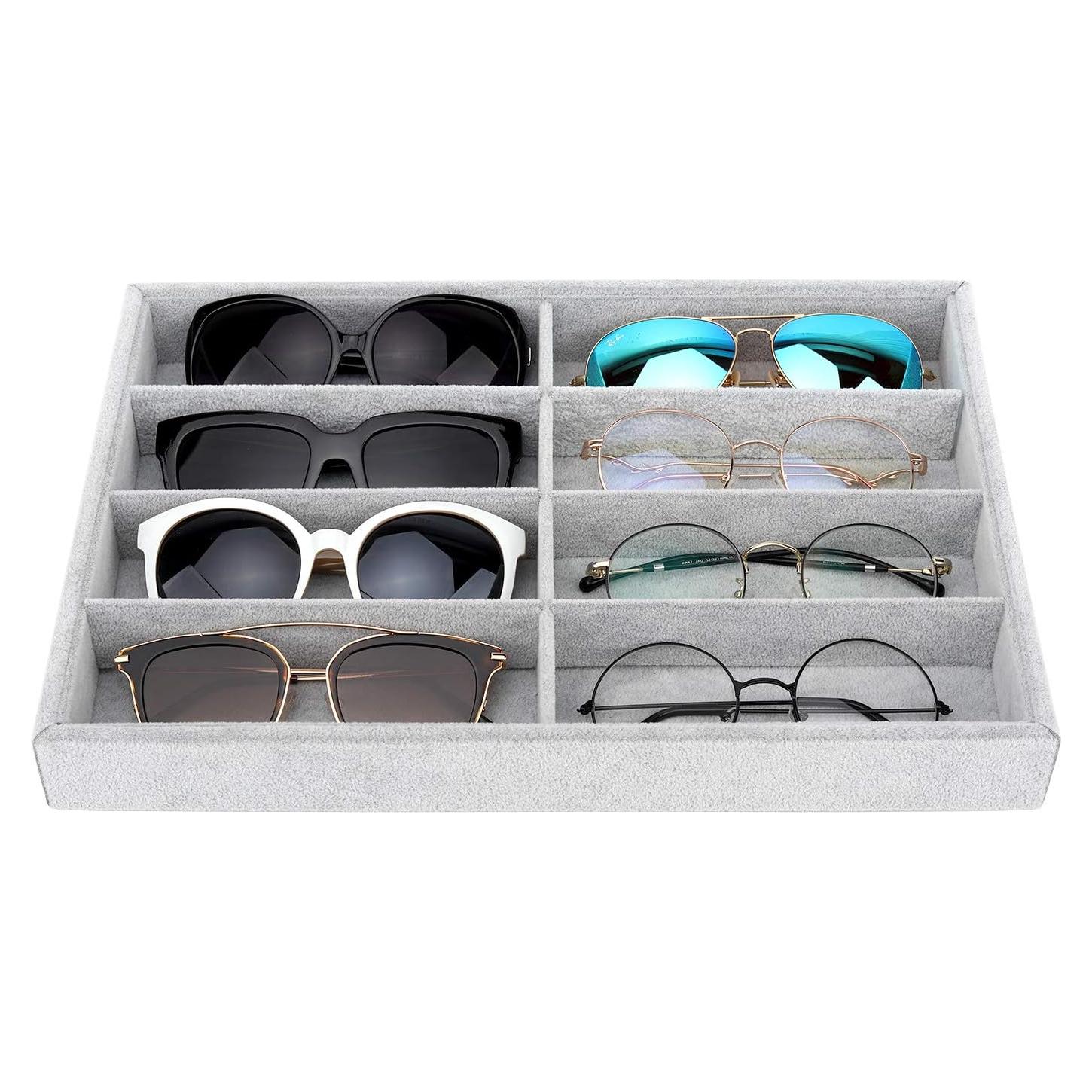 Organizador de Gafas Emibele Terciopelo 8 Compartimentos Gris