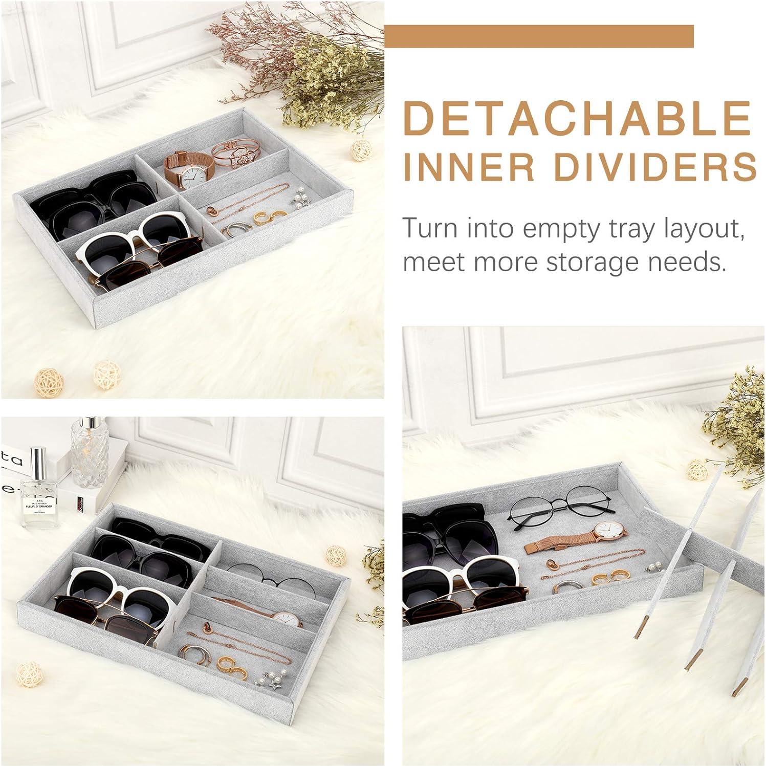 Organizador de Gafas Emibele Terciopelo 8 Compartimentos Gris