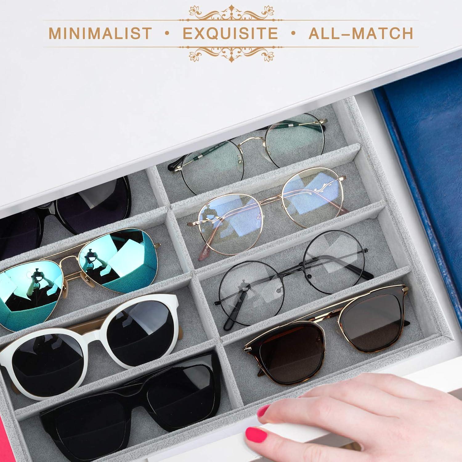 Organizador de Gafas Emibele Terciopelo 8 Compartimentos Gris