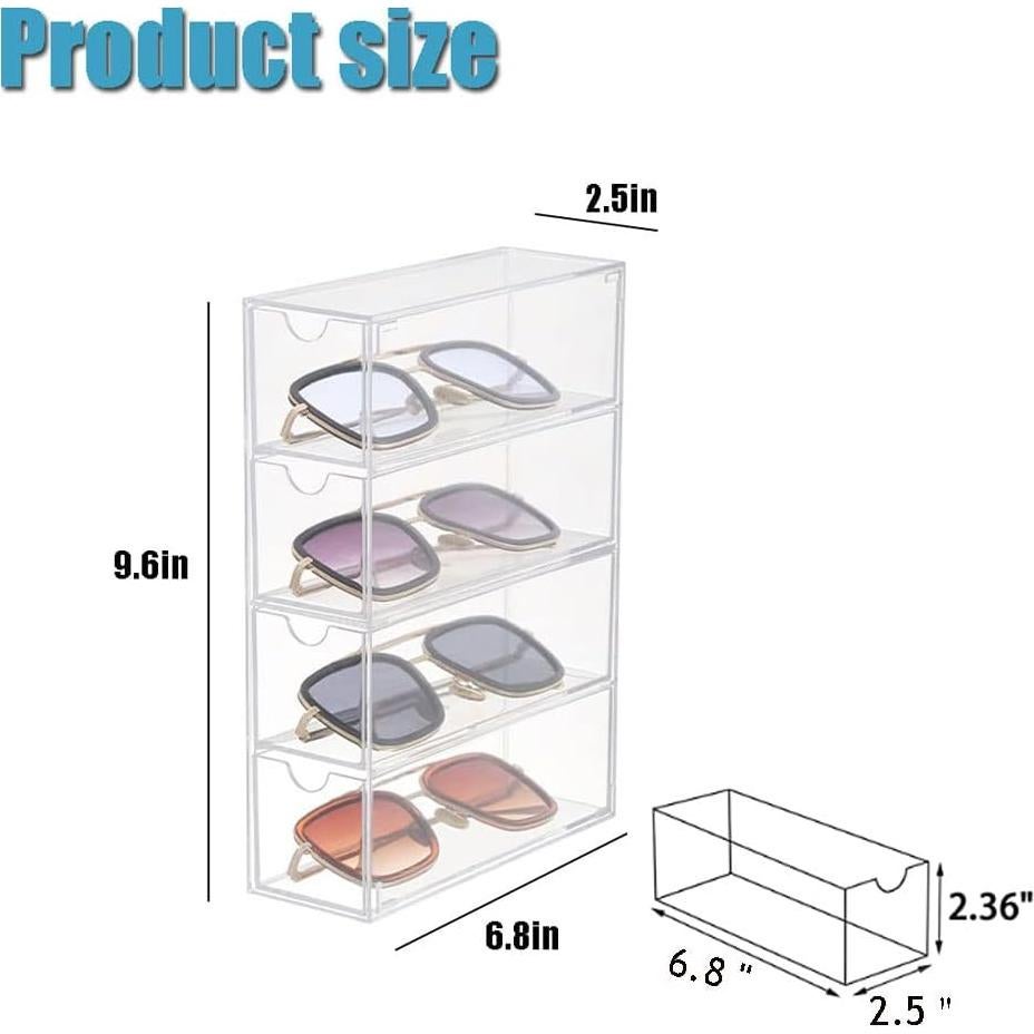 Organizador de Gafas de Sol CLUQMEIK Acrílico 4 Cajones
