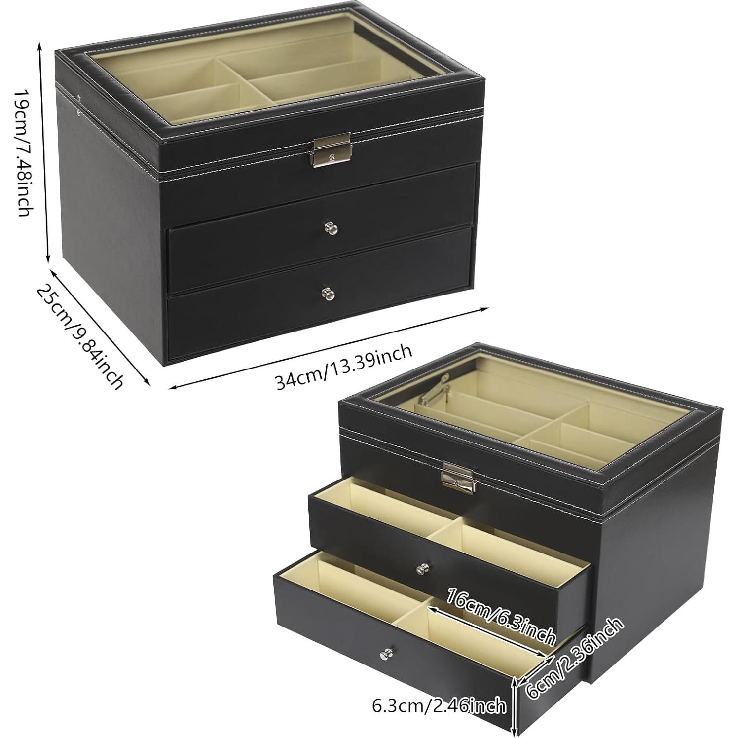 Organizador de Gafas de Sol Negro FSLM con Tapa de Vidrio