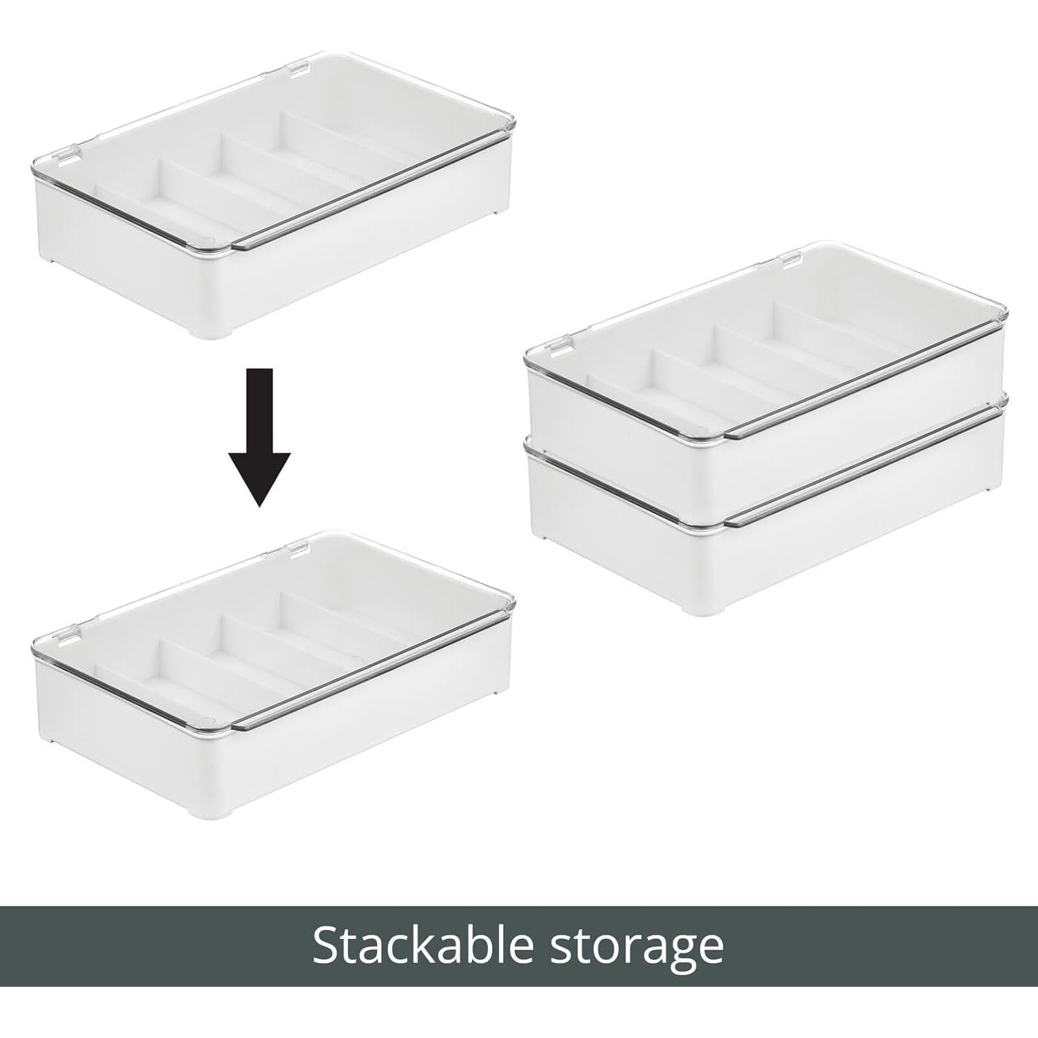 Organizador de Gafas Apilable mDesign - 2 Piezas Blanco