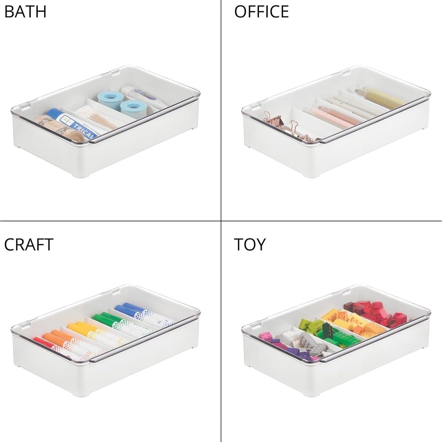 Organizador de Gafas Apilable mDesign - 2 Piezas Blanco