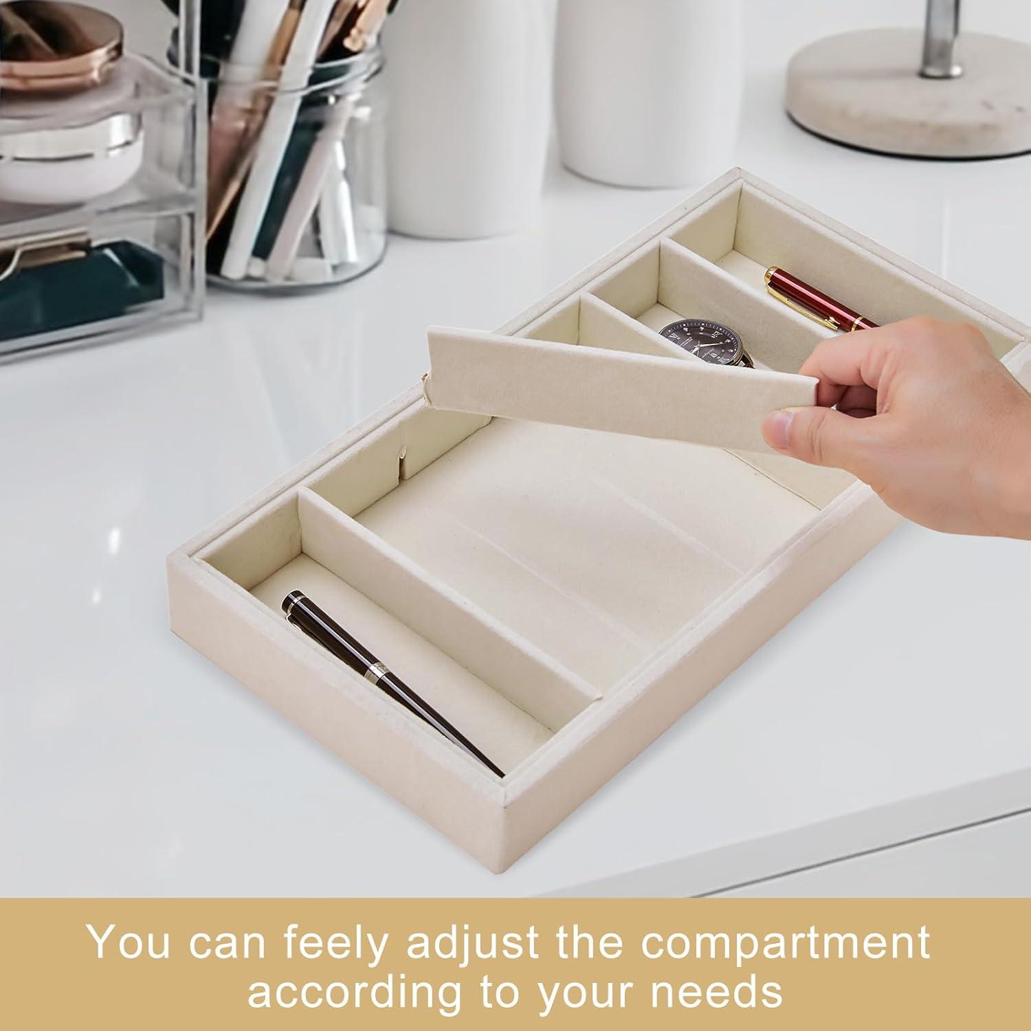 Organizador de Gafas XCRUI 6 Compartimentos Terciopelo Beige