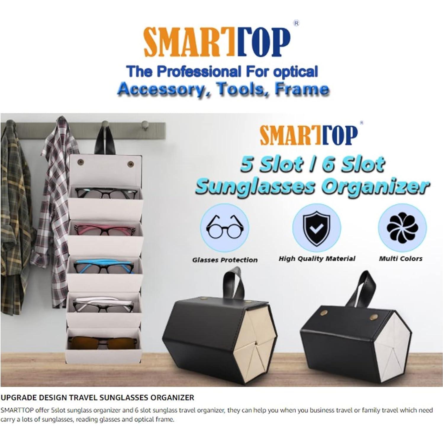 Estuche Organizador de Gafas TOPINCN Plegable 5 Ranuras Cuero