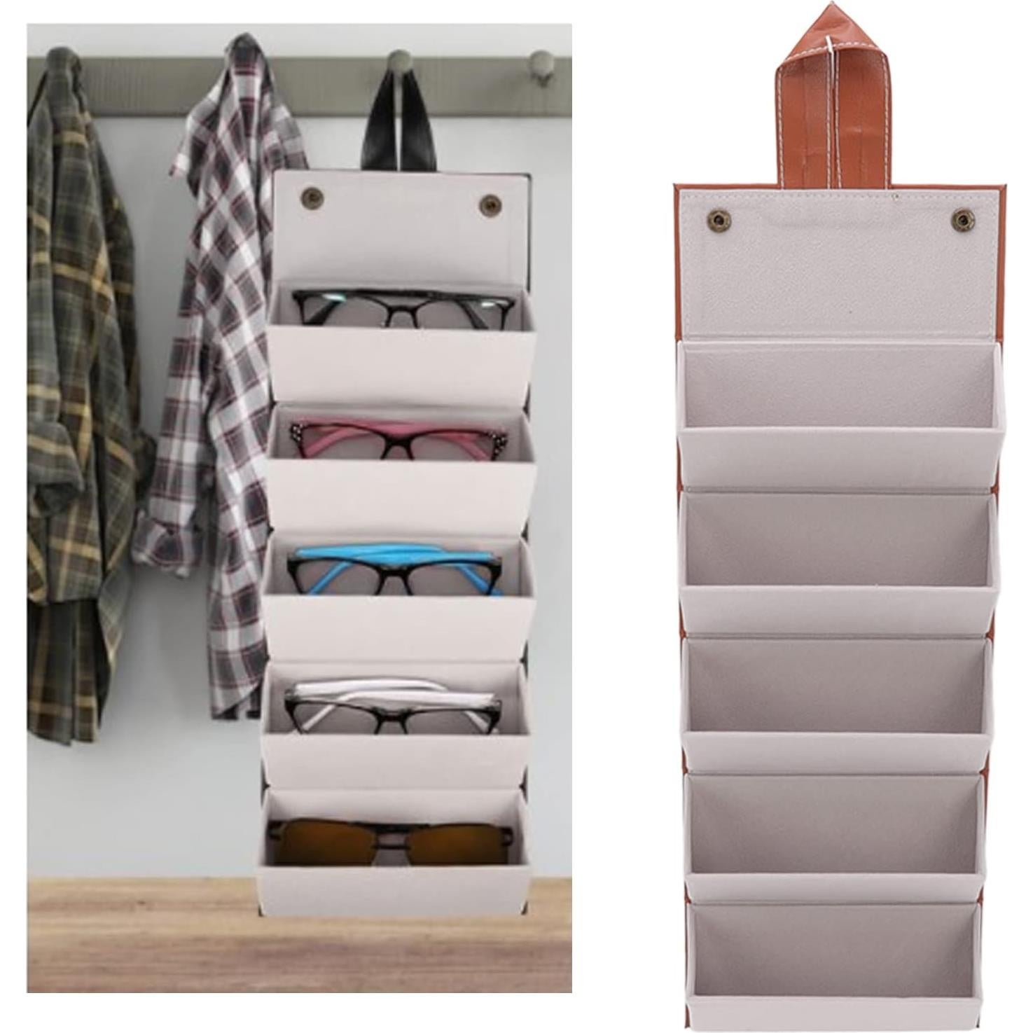 Estuche Organizador de Gafas TOPINCN Plegable 5 Ranuras Cuero