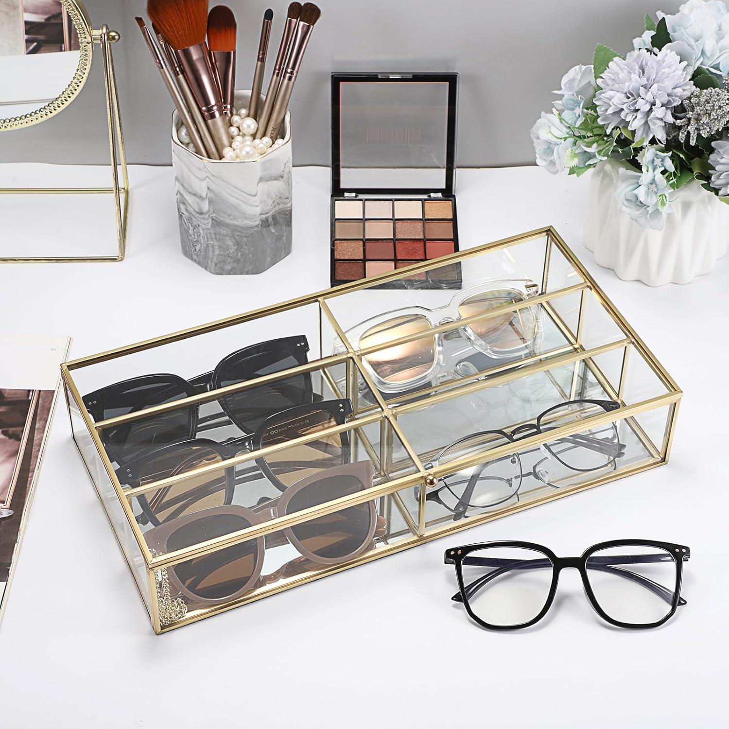 Organizador de Gafas de Sol Hipiwe Dorado 6 Compartimentos