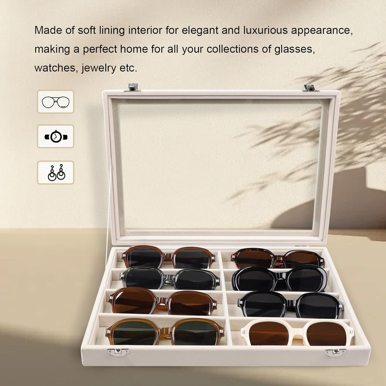 Organizador de Gafas Stratalife Beige 8 Rejillas con Tapa