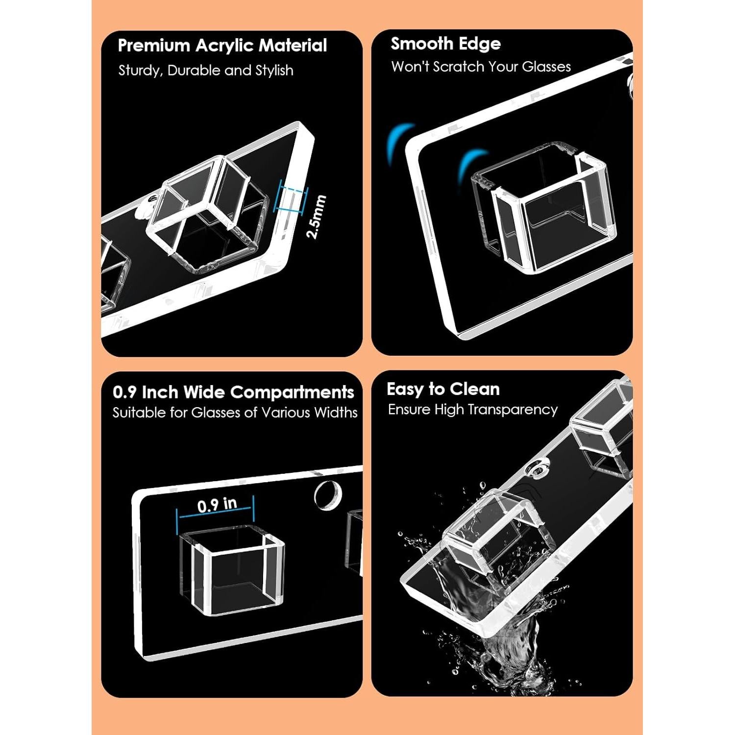 Organizador de Gafas de Sol Collwait 2 Paquetes Acrílico Transparente