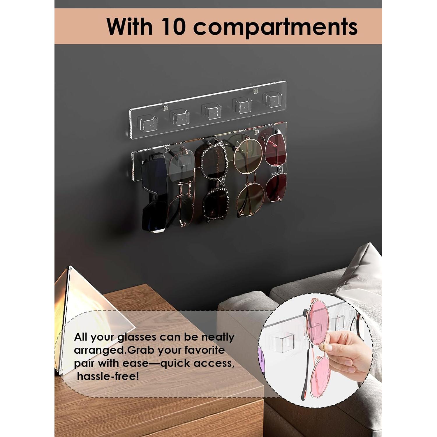 Organizador de Gafas de Sol Collwait 2 Paquetes Acrílico Transparente
