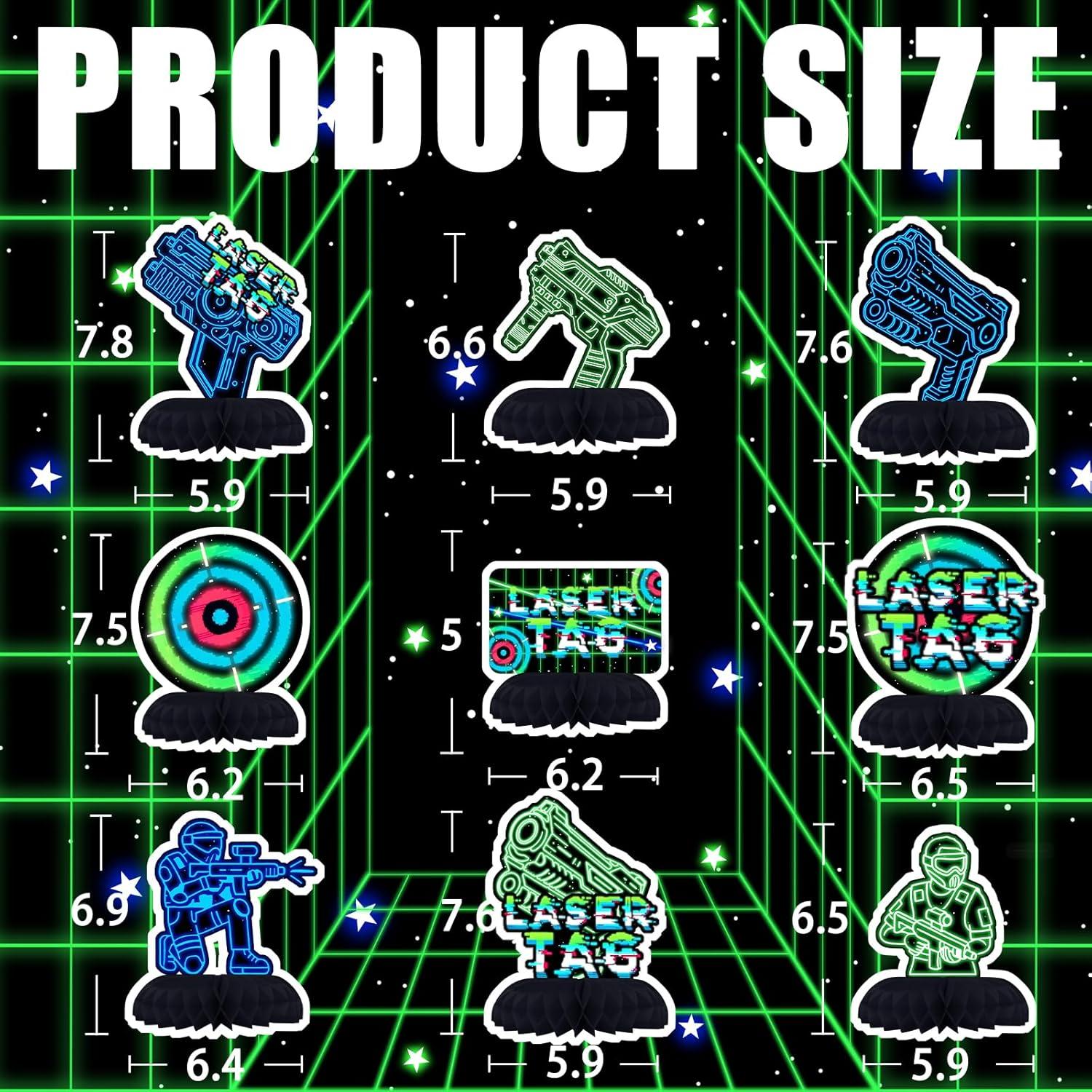 Centros de Mesa Laser Tag Neón - Decoración Fiesta Infantil