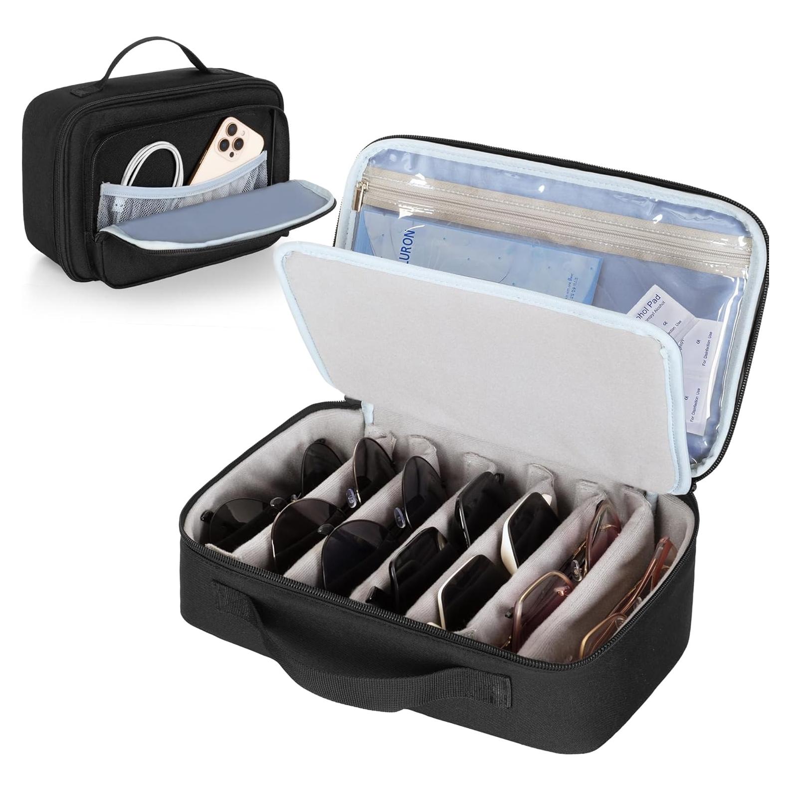 Organizador de Gafas CURMIO Estuche de Viaje Negro 7 Pares