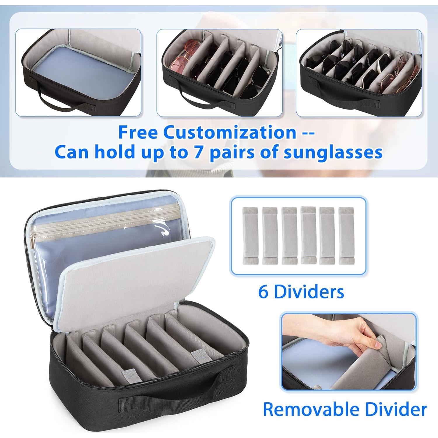 Organizador de Gafas CURMIO Estuche de Viaje Negro 7 Pares