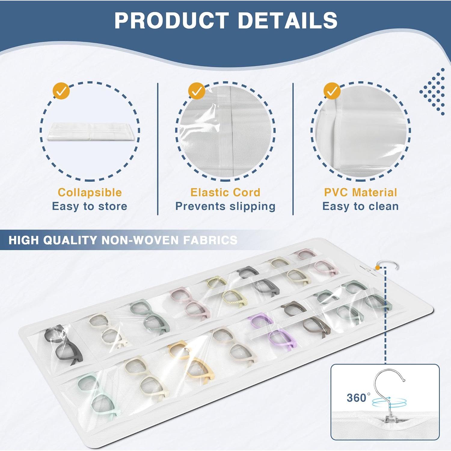 Organizador Colgante de Gafas Bosuelife Blanco 32 Ranuras