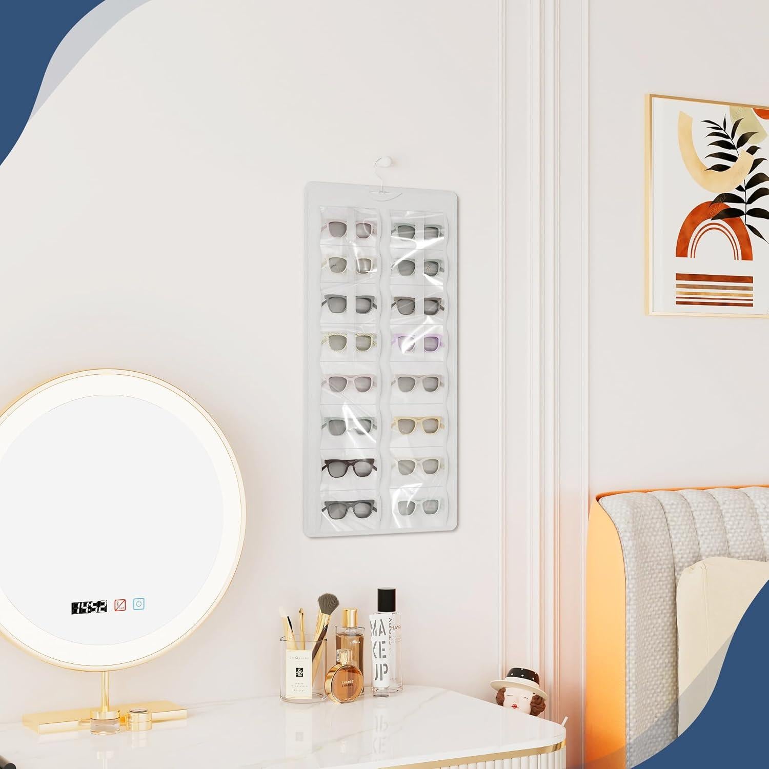 Organizador Colgante de Gafas Bosuelife Blanco 32 Ranuras