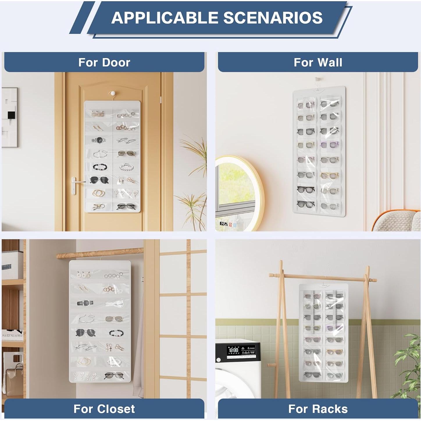 Organizador Colgante de Gafas Bosuelife Blanco 32 Ranuras