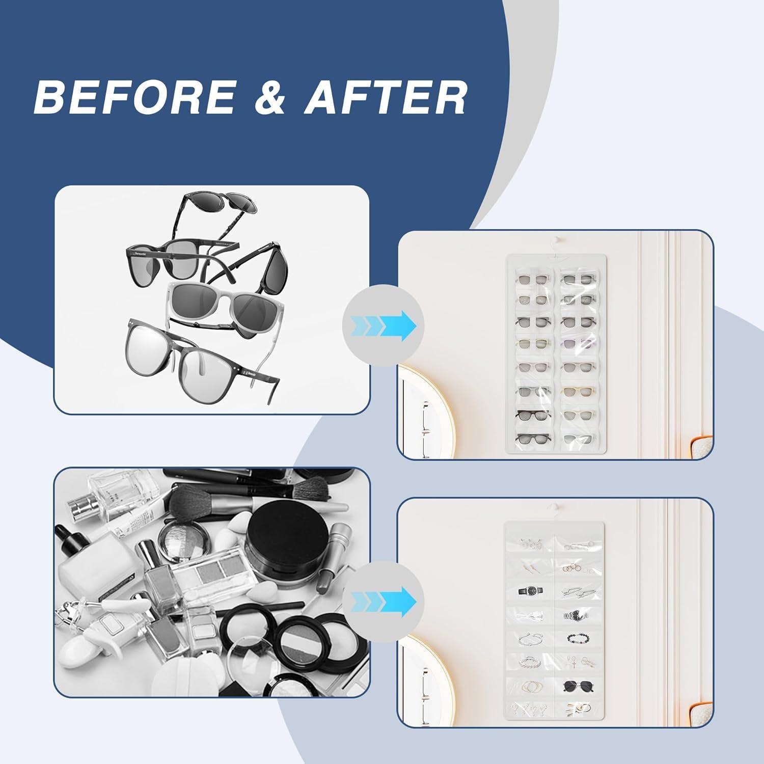 Organizador Colgante de Gafas Bosuelife Blanco 32 Ranuras