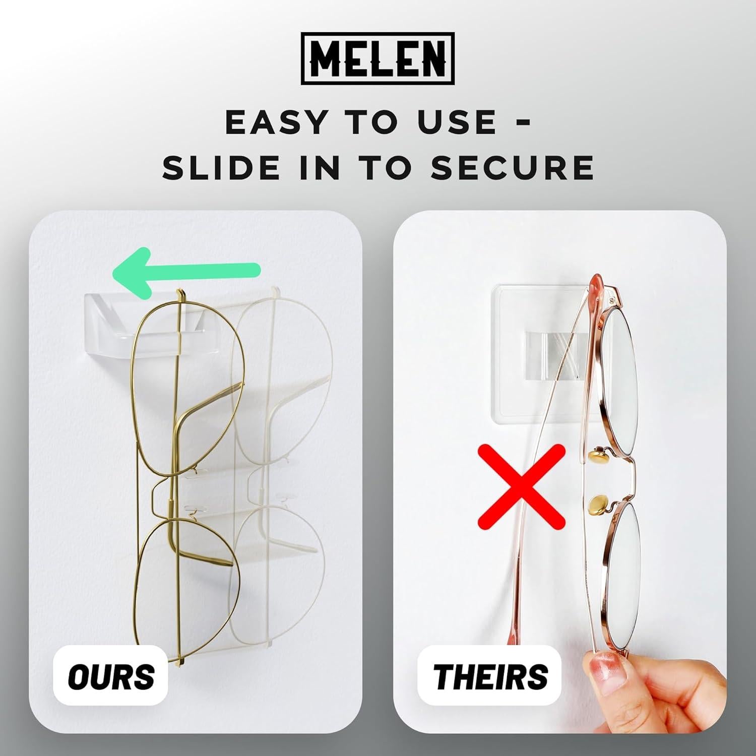 Organizador de Gafas de Sol MELEN Adhesivo Transparente 8 Pzas