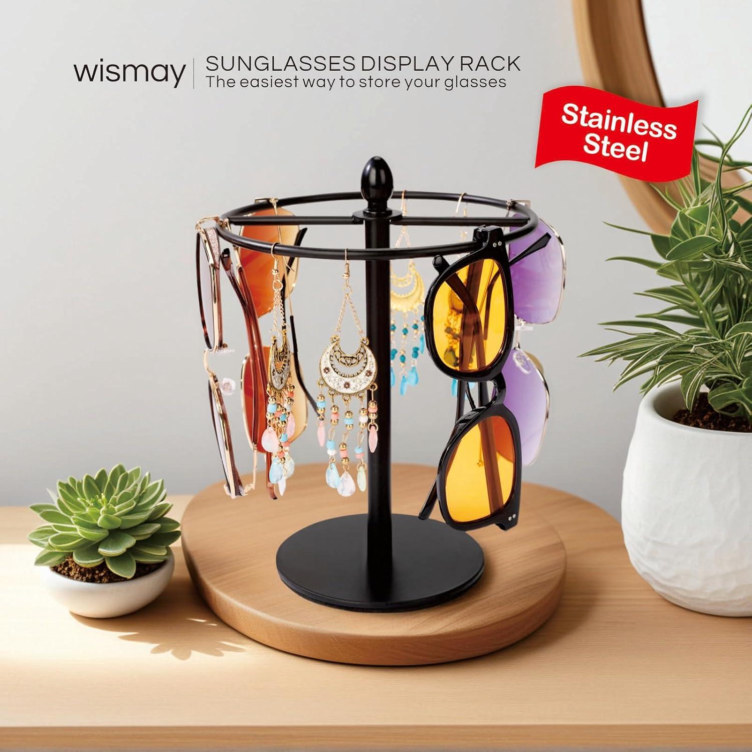 Soporte para Gafas de Sol Wismay, Acero Inoxidable Negro, 12 Pares