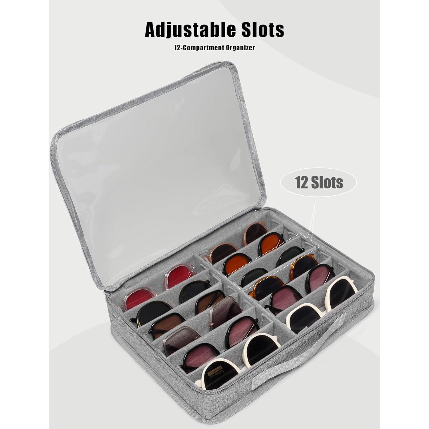 Estuche Organizador de Gafas Bukere 12 Compartimentos Gris