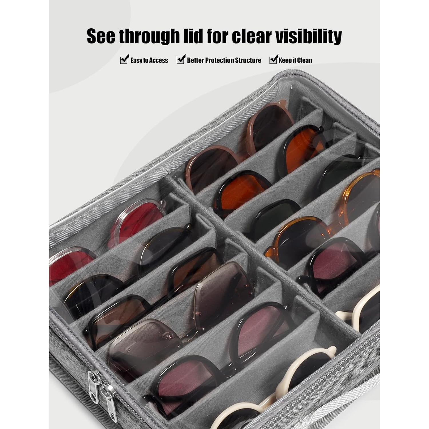 Estuche Organizador de Gafas Bukere 12 Compartimentos Gris