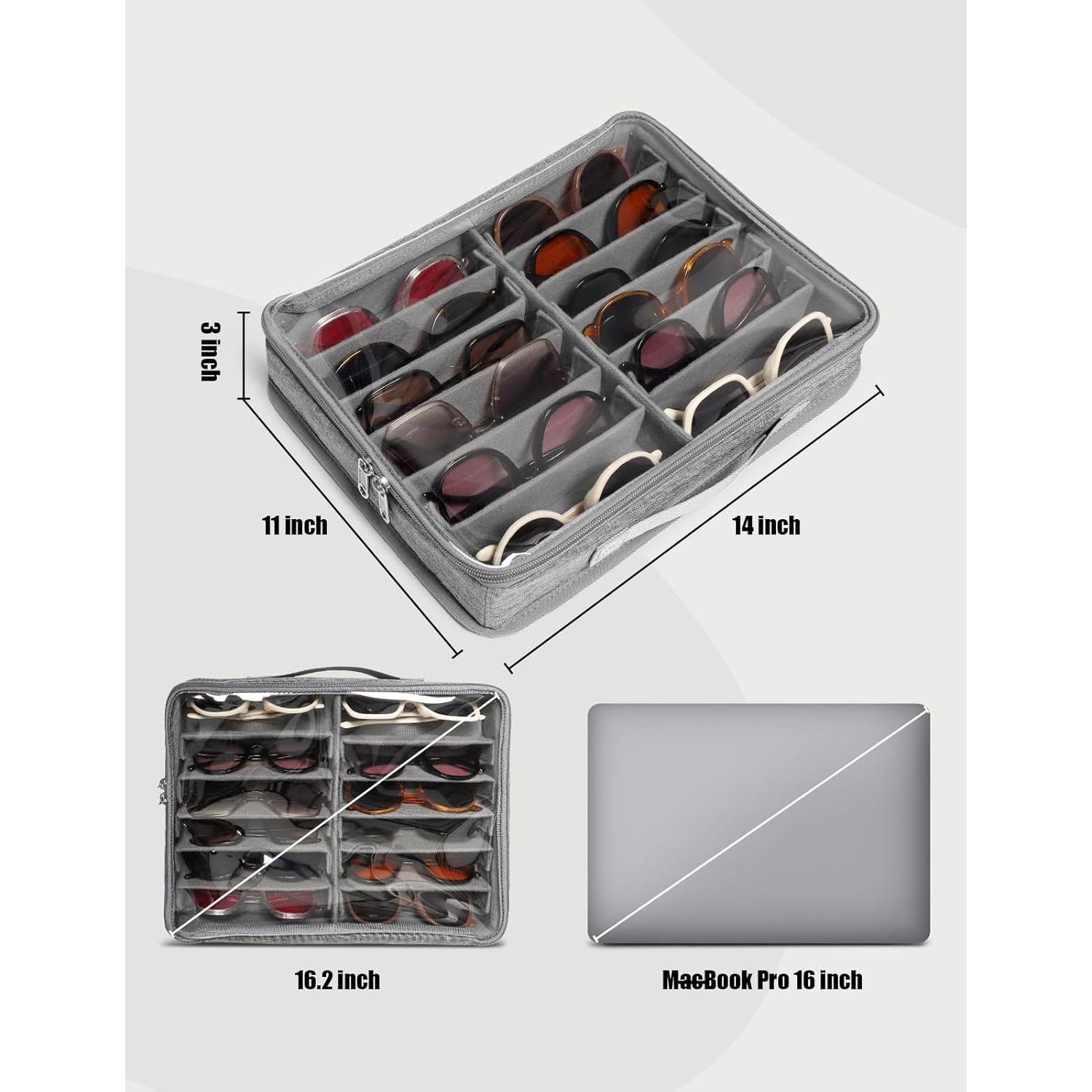 Estuche Organizador de Gafas Bukere 12 Compartimentos Gris