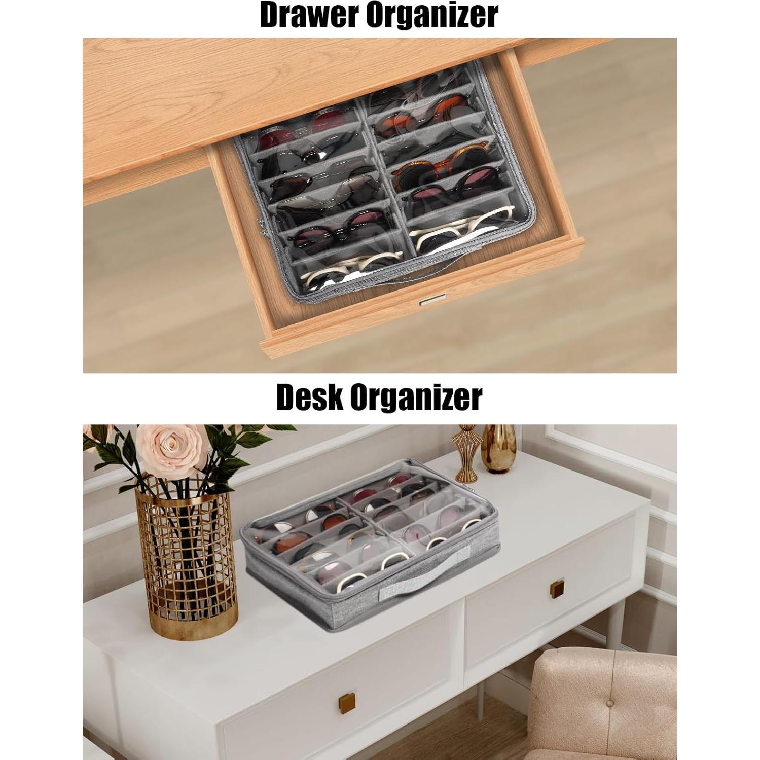 Estuche Organizador de Gafas Bukere 12 Compartimentos Gris