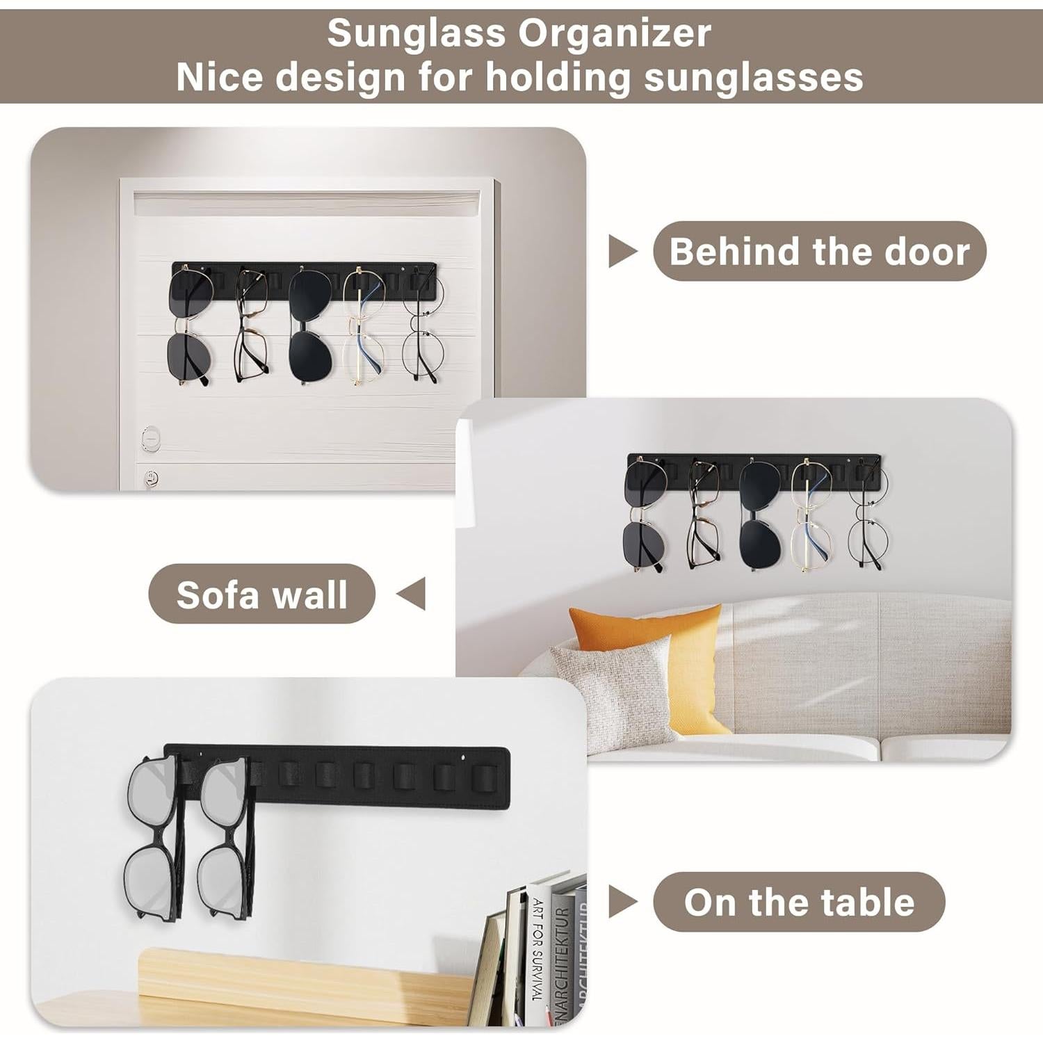 Organizador de Gafas de Sol Montado en Pared TWOQZ Negro