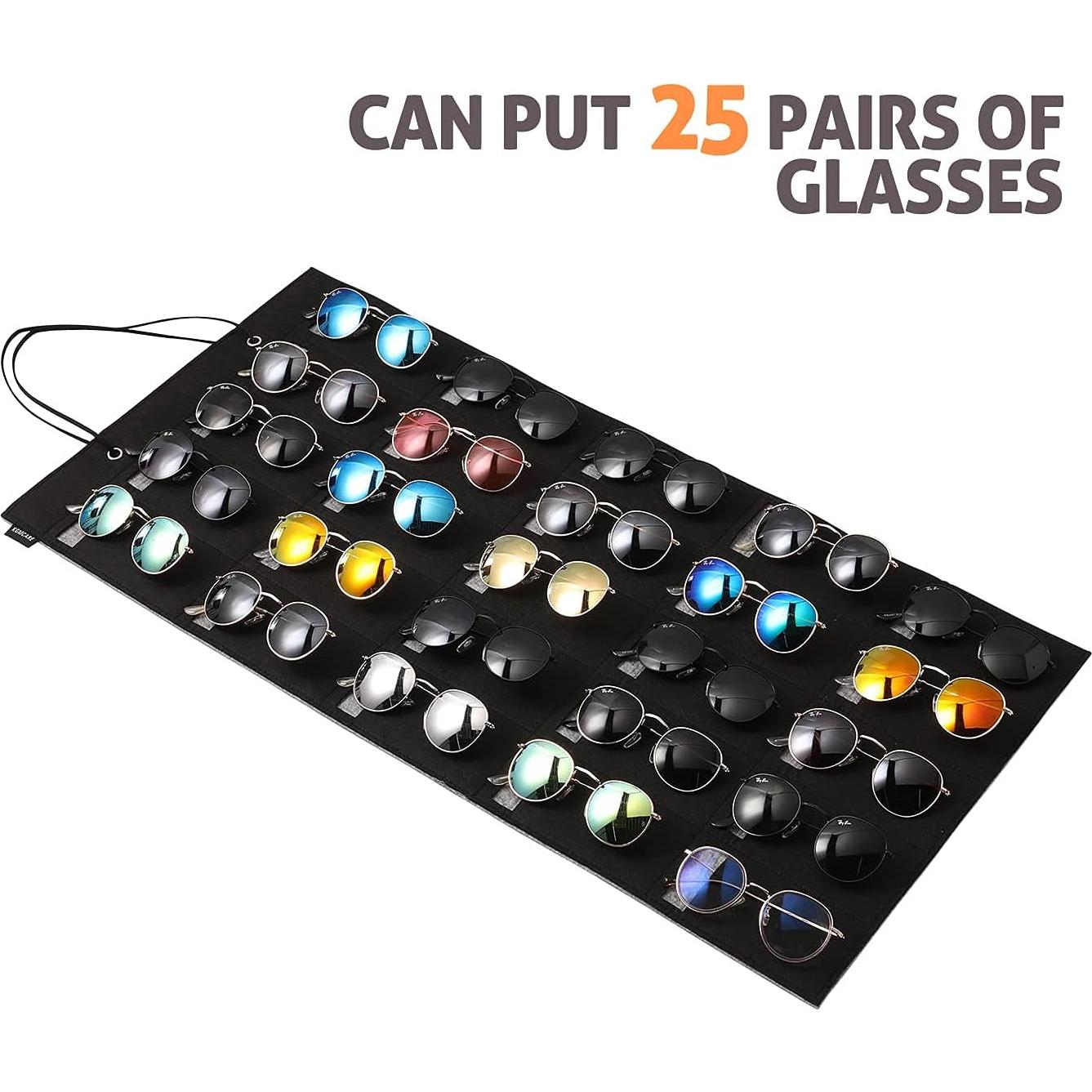 Organizador de Gafas de Sol KGMCARE 25 Compartimentos Negro
