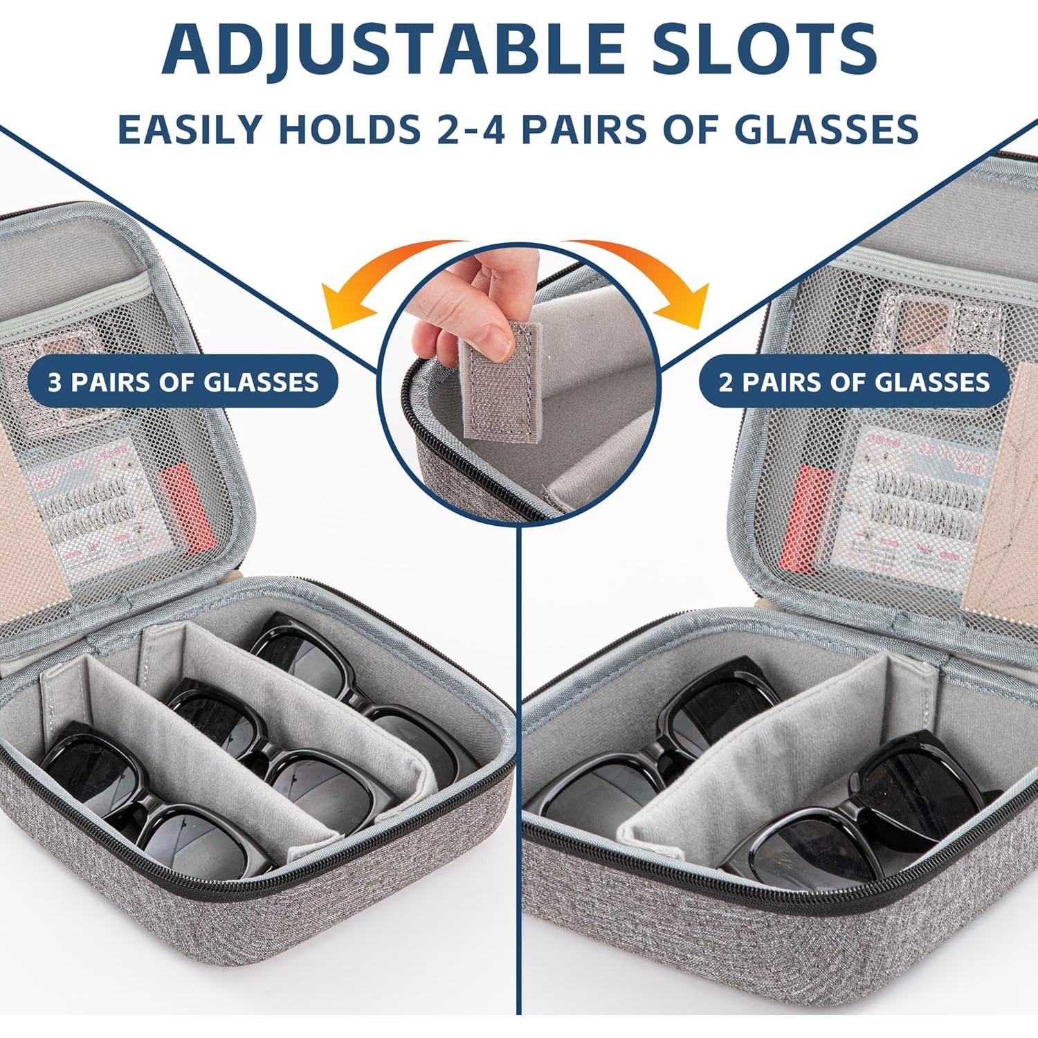 Estuche Organizador de Gafas de Sol Gris 4 Ranuras