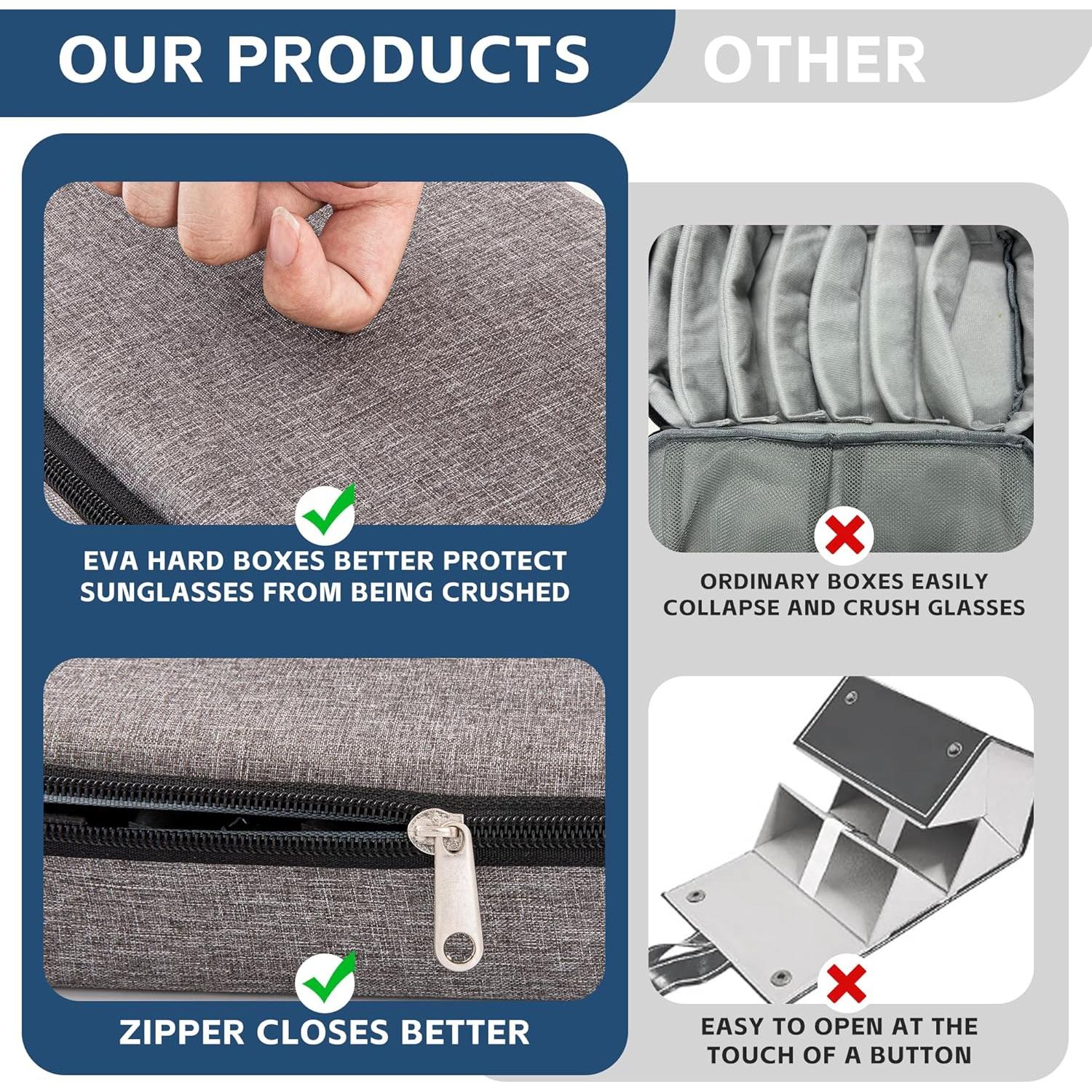 Estuche Organizador de Gafas de Sol Gris 4 Ranuras
