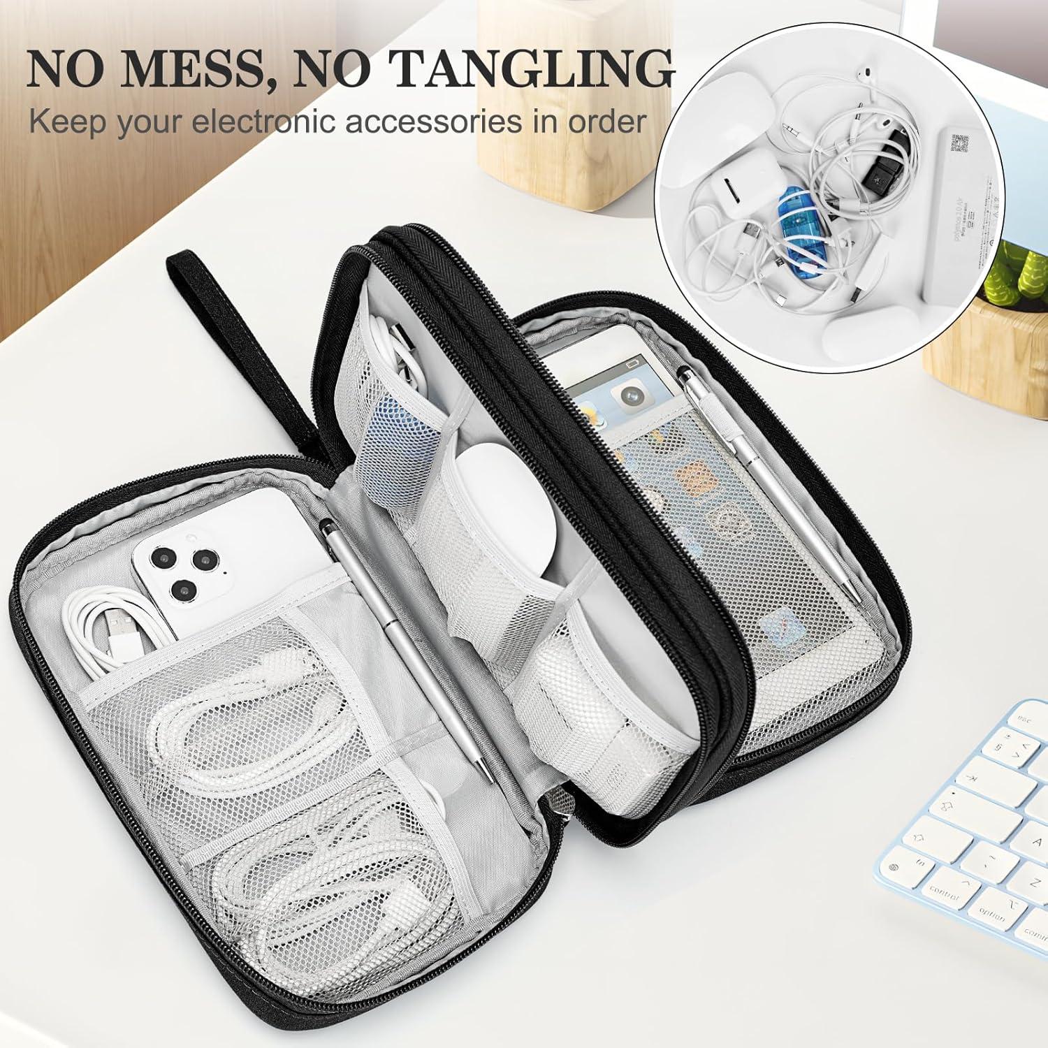 Organizador de Cables FYY Grande Doble Capa Impermeable Negro