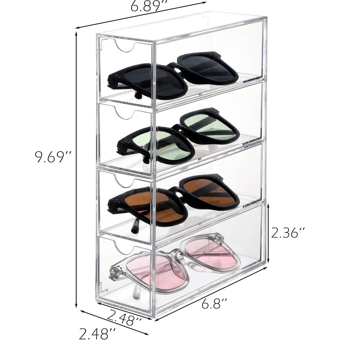 Organizador de Gafas de Sol RAMFIYN Acrílico Transparente 4 Cajones