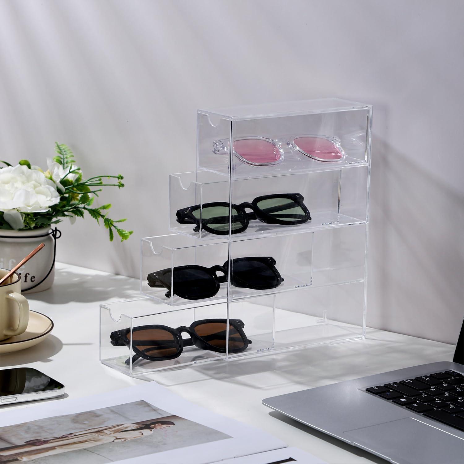 Organizador de Gafas de Sol RAMFIYN Acrílico Transparente 4 Cajones