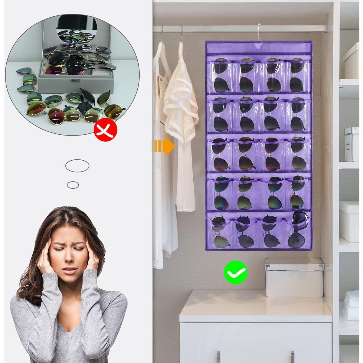 Organizador de Gafas de Sol ANIZER Colgante Púrpura 20 Compartimentos