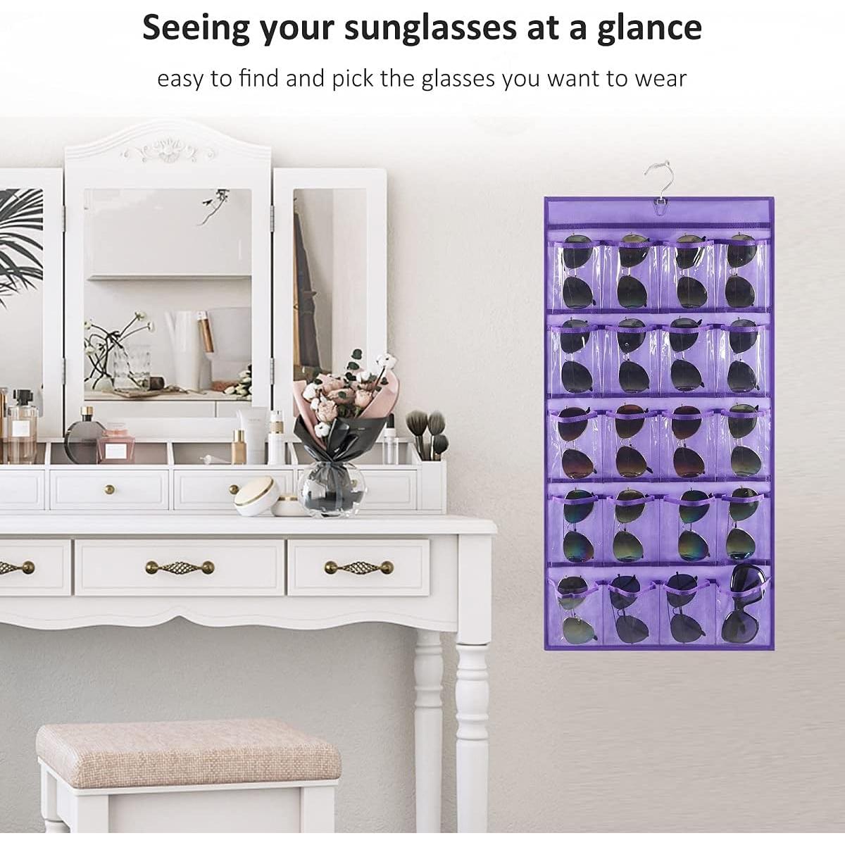 Organizador de Gafas de Sol ANIZER Colgante Púrpura 20 Compartimentos