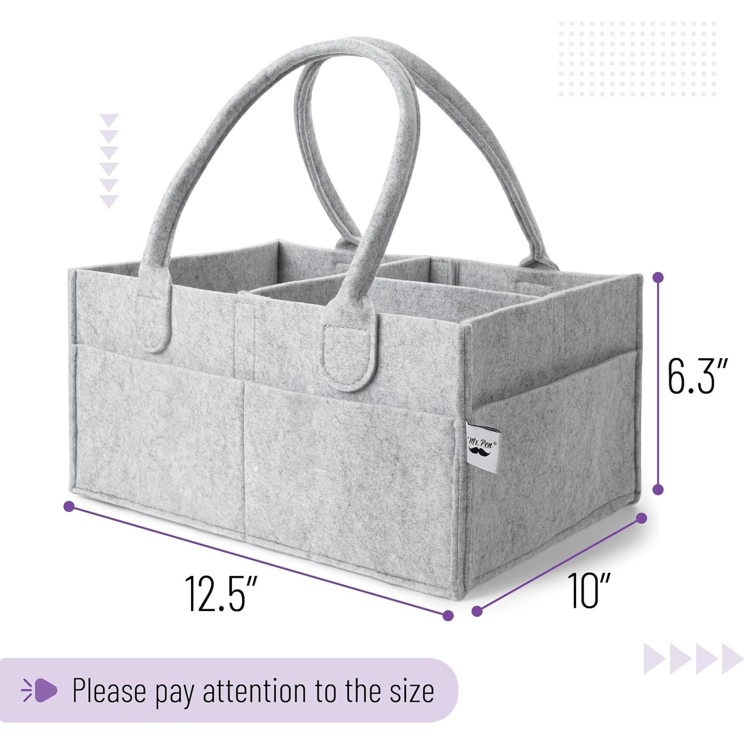 Organizador de Pañales Mr. Pen Gris Portátil 31.75x25.4x16 cm