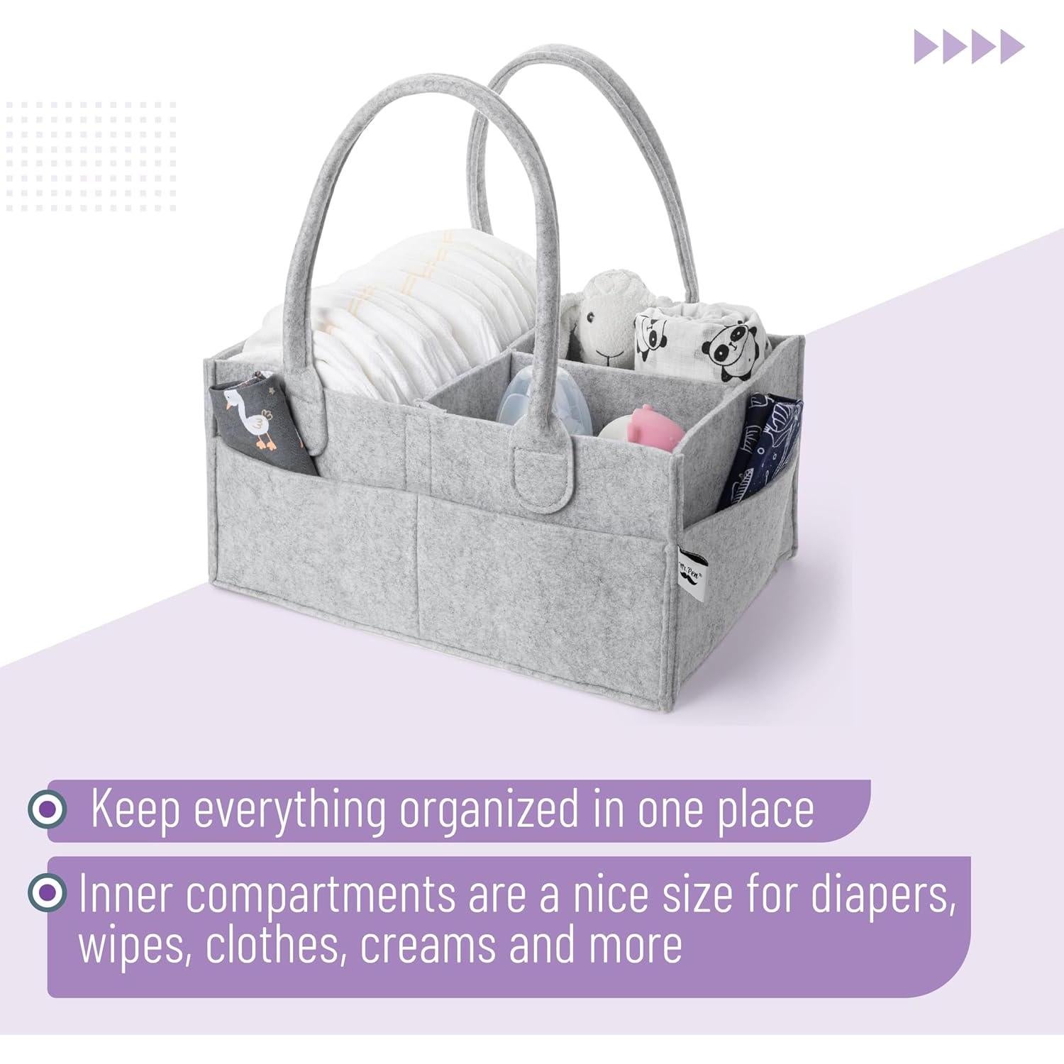 Organizador de Pañales Mr. Pen Gris Portátil 31.75x25.4x16 cm