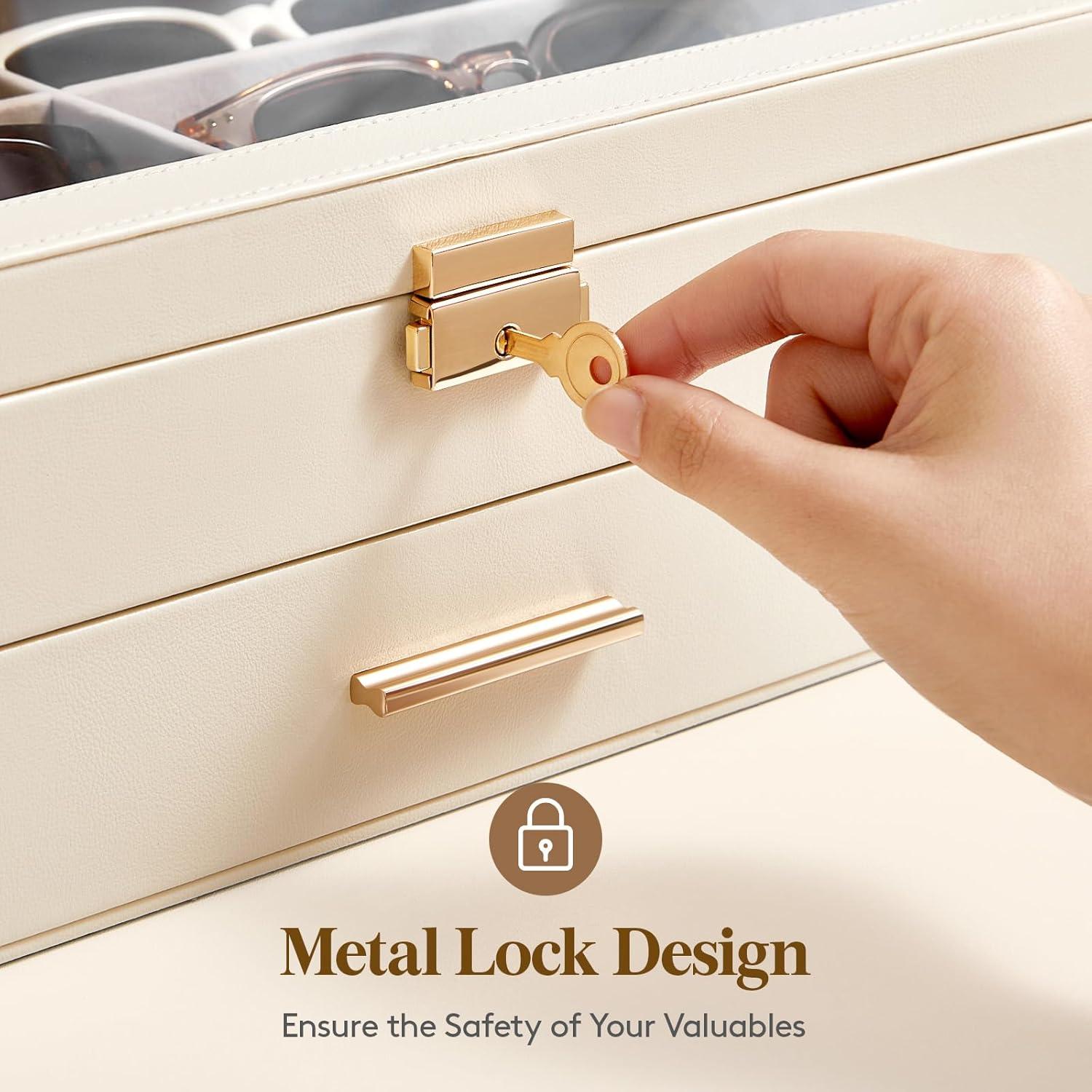 Caja de Joyería Lifewit 2 Capas Organizador Gafas 6 Compartimentos