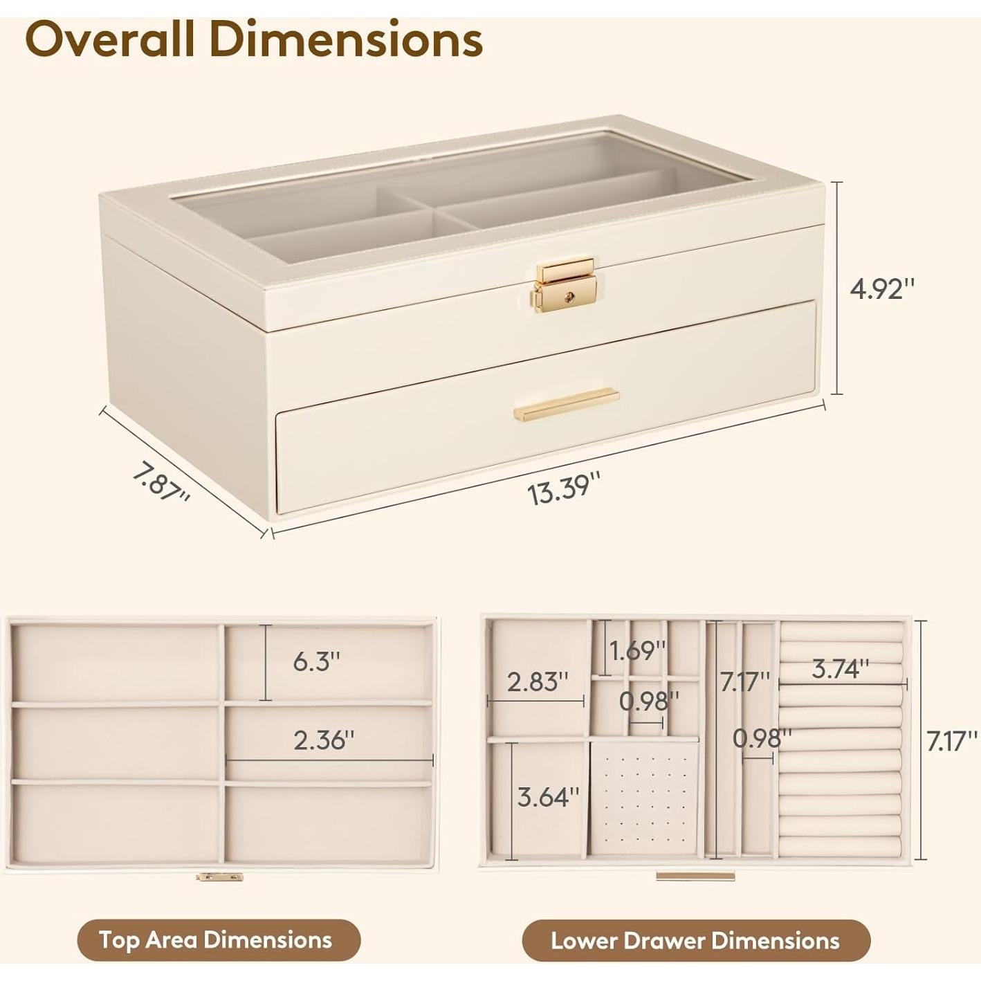 Caja de Joyería Lifewit 2 Capas Organizador Gafas 6 Compartimentos