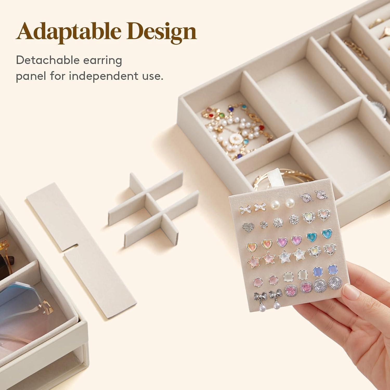 Caja de Joyería Lifewit 2 Capas Organizador Gafas 6 Compartimentos