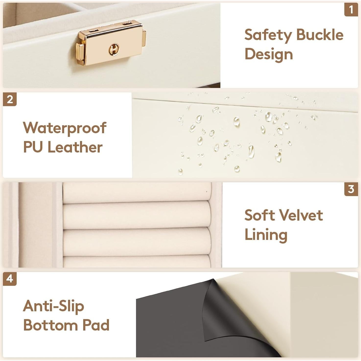 Caja de Joyería Lifewit 2 Capas Organizador Gafas 6 Compartimentos