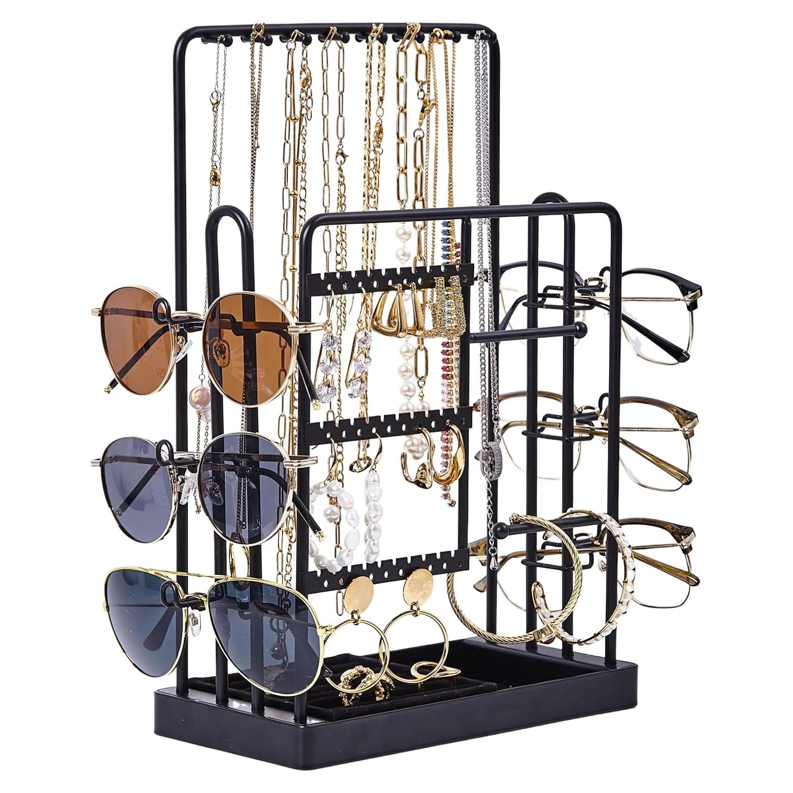 Soporte de Joyería Islifekey 3 Niveles para Collares y Gafas